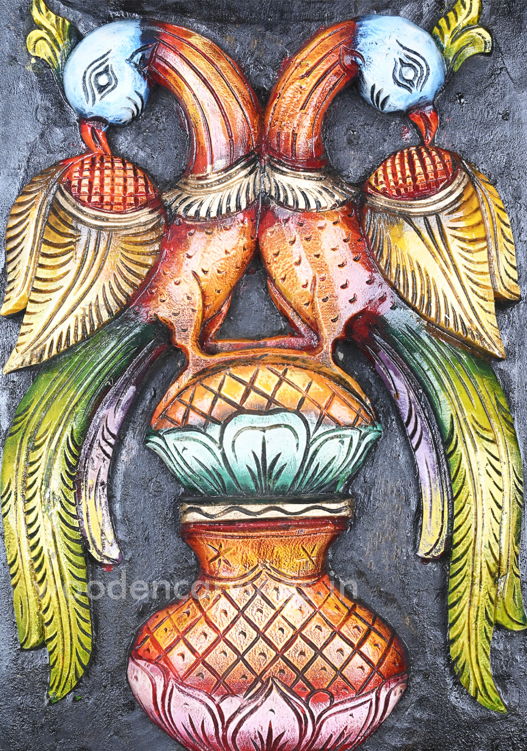 Multicoloured Attractive Standing Parrots Wall wooden Mount 18