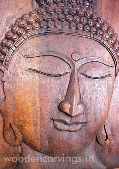 Peace of Lord Buddha Wooden Head Light Weight Hooks Fixed Wall Mount 29"