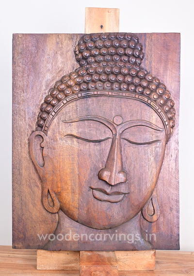 Peace of Lord Buddha Wooden Head Light Weight Hooks Fixed Wall Mount 29"