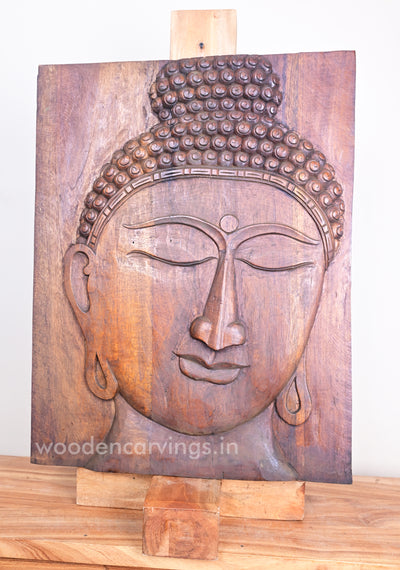 Peace of Lord Buddha Wooden Head Light Weight Hooks Fixed Wall Mount 29"