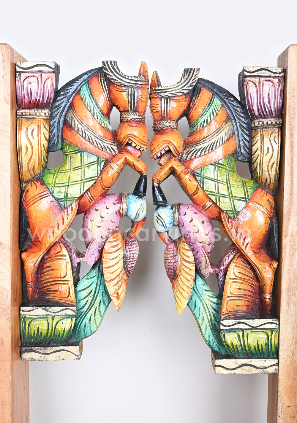 Horse Upraised Legs on Parrot Birds Colourful Home Decor Light Weight Wall Brackets 18"