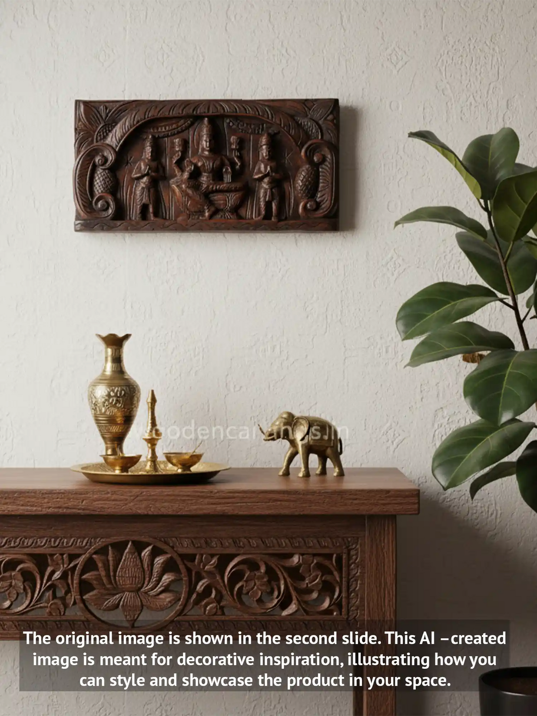 wooden goddess lakshmi panel