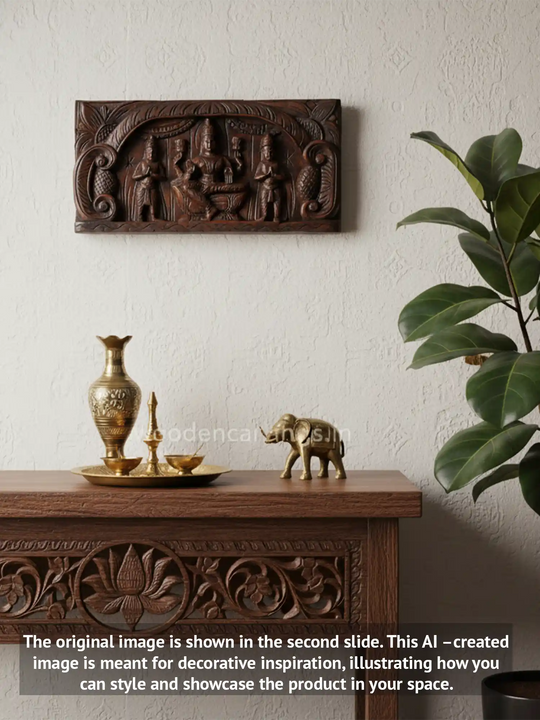 wooden goddess lakshmi panel