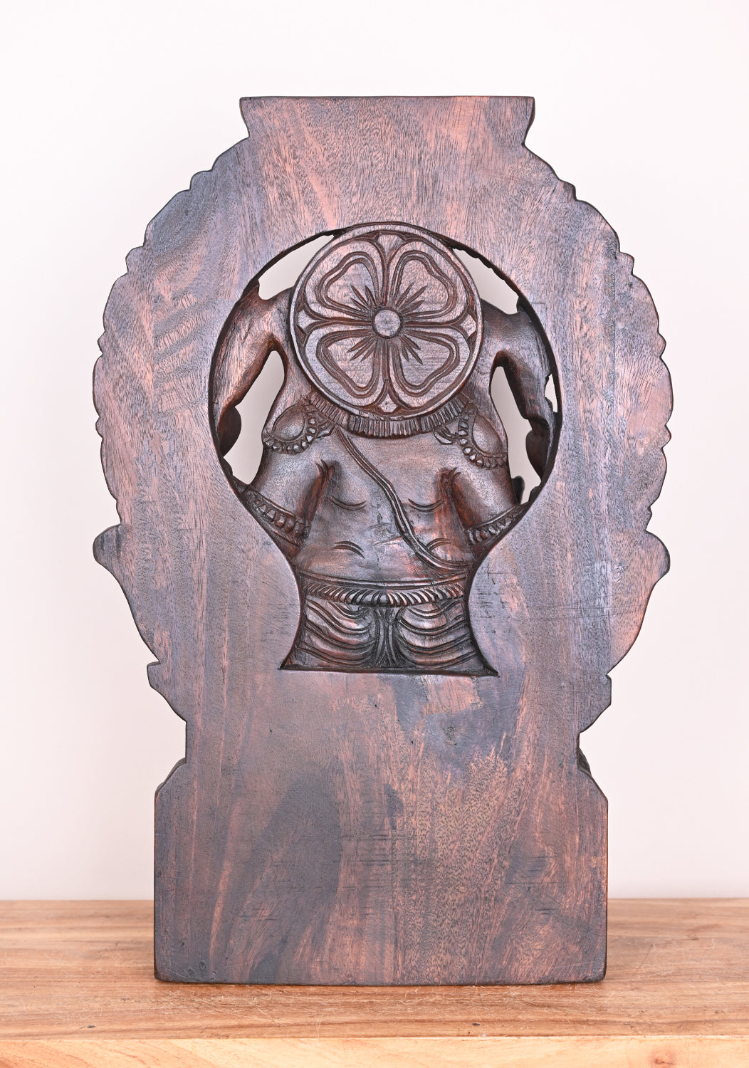 Maha Ganapathi Wooden Arch Handmade Beautiful Pooja Room Decor Wax Brown Sculpture 24"