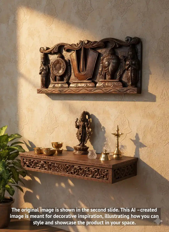 wooden vishnu symbols panel