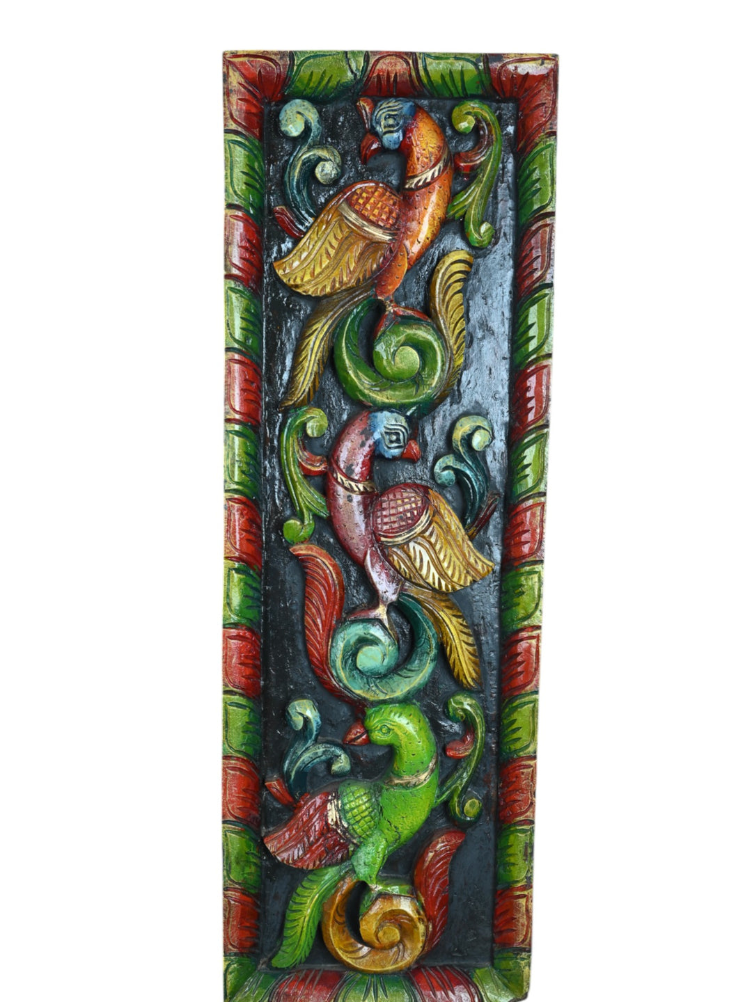 Standing Peacocks Floral Design Wood Wall Mount 36"