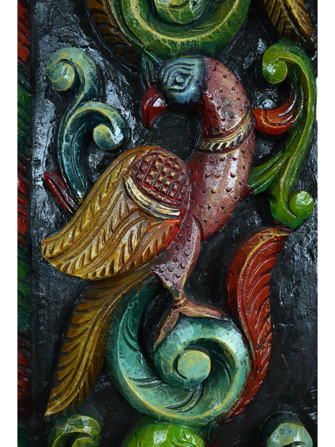 Standing Peacocks Floral Design Wood Wall Mount 36"