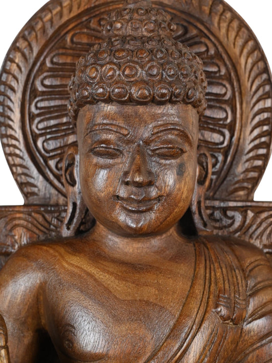 Abhay Mudra Pose Wooden Buddha Statue 24"