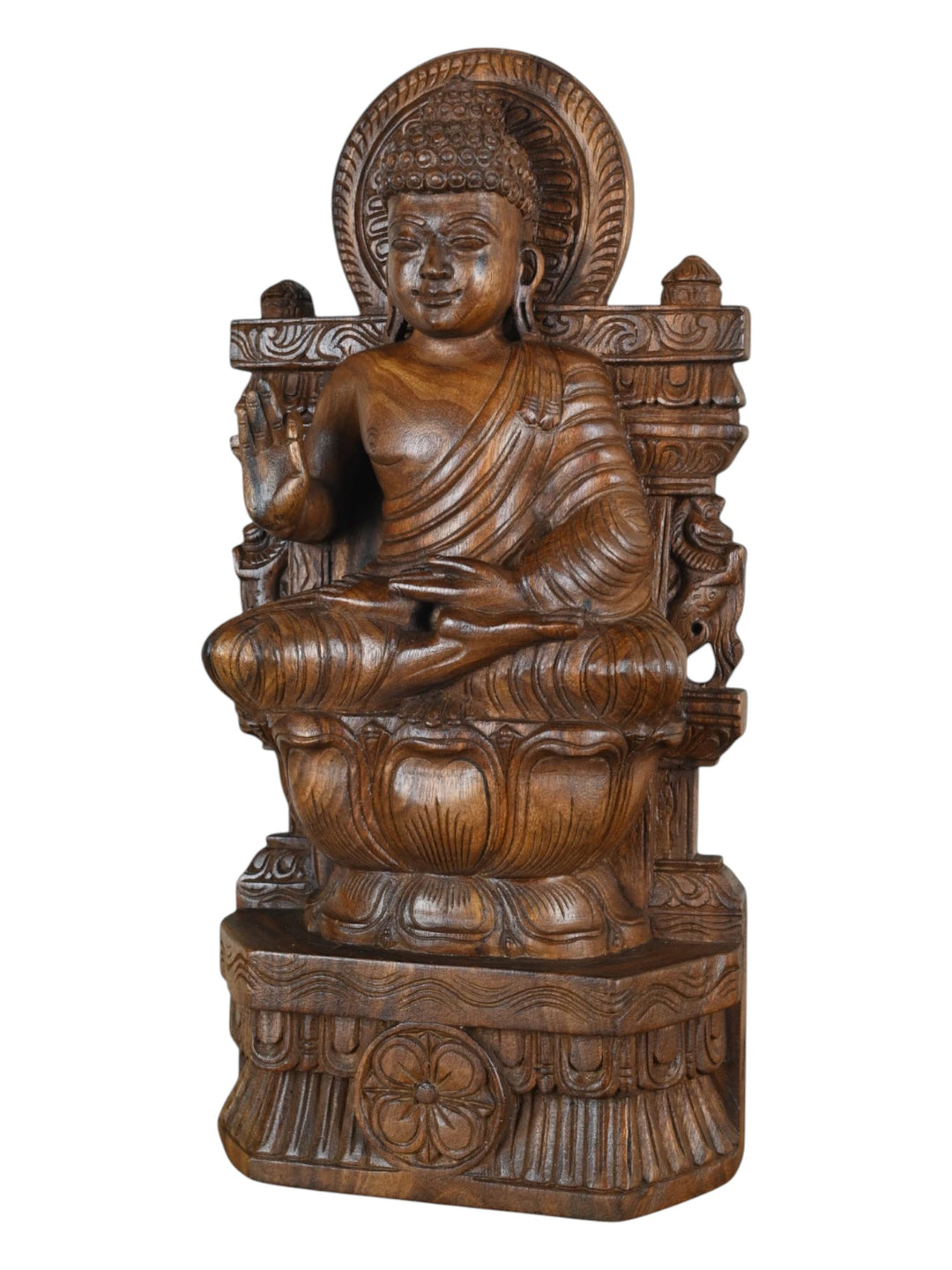 Abhay Mudra Pose Wooden Buddha Statue 24"