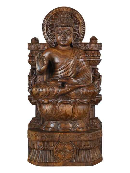 Abhay Mudra Pose Wooden Buddha Statue 24"
