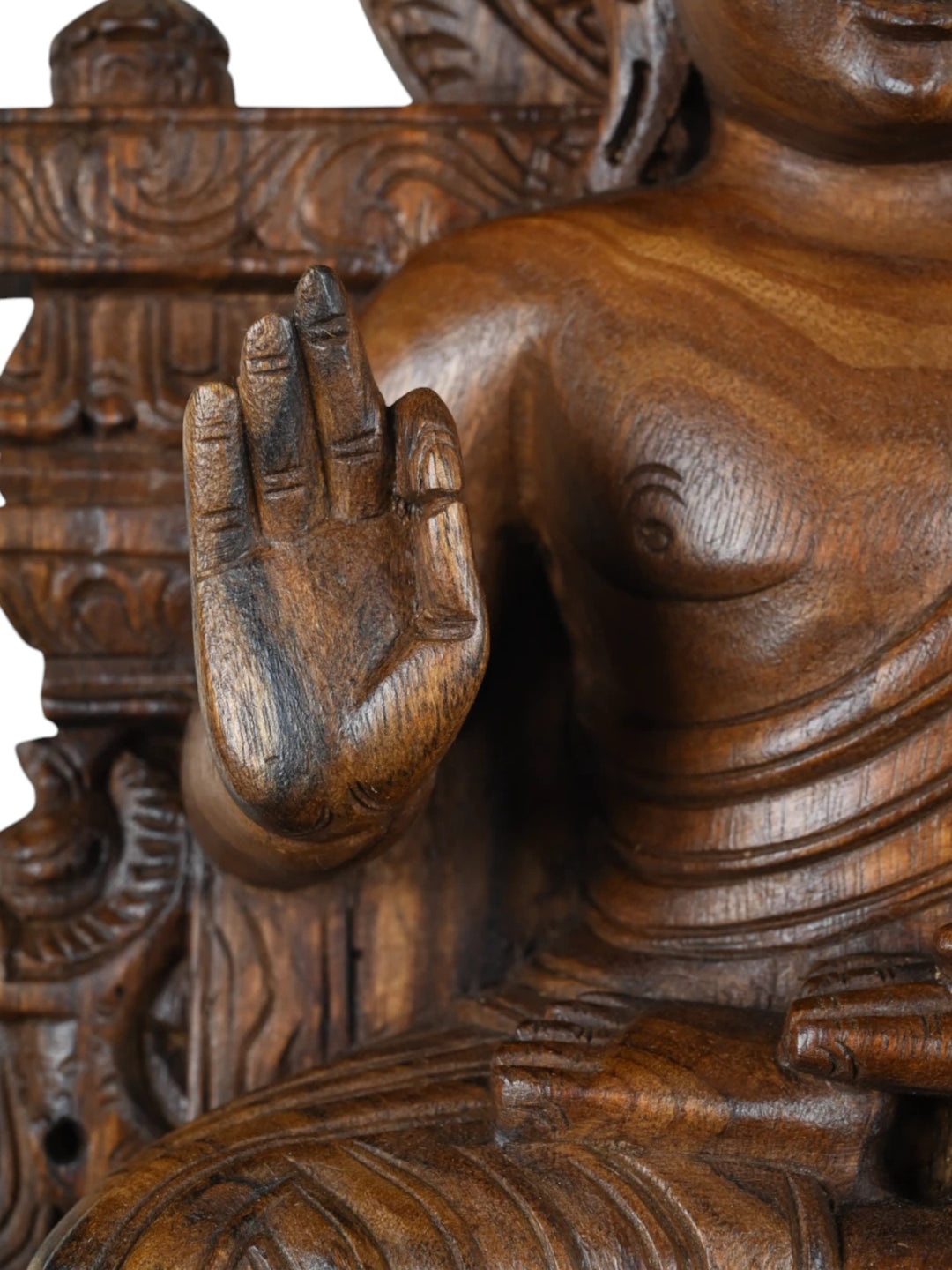 Abhay Mudra Pose Wooden Buddha Statue 24"