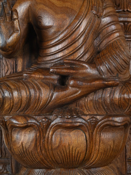 Abhay Mudra Pose Wooden Buddha Statue 24"