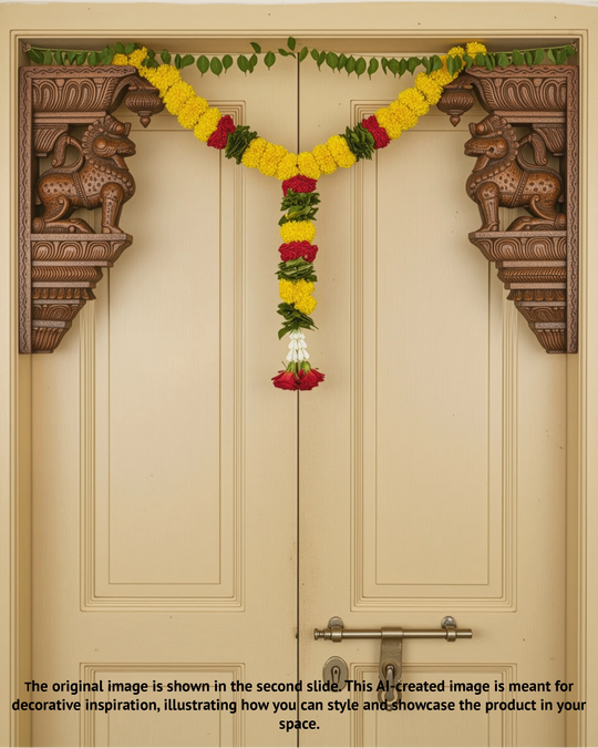 Paired Lion Yali wooden Wall Brackets - 24"
