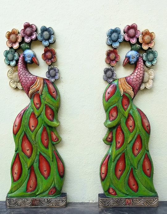 Wooden Peacock Wall Frame