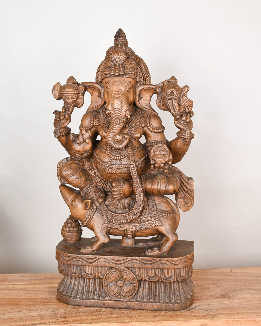 30" WOODEN GANESHA STATUE 