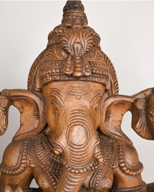 30" WOODEN GANESHA STATUE