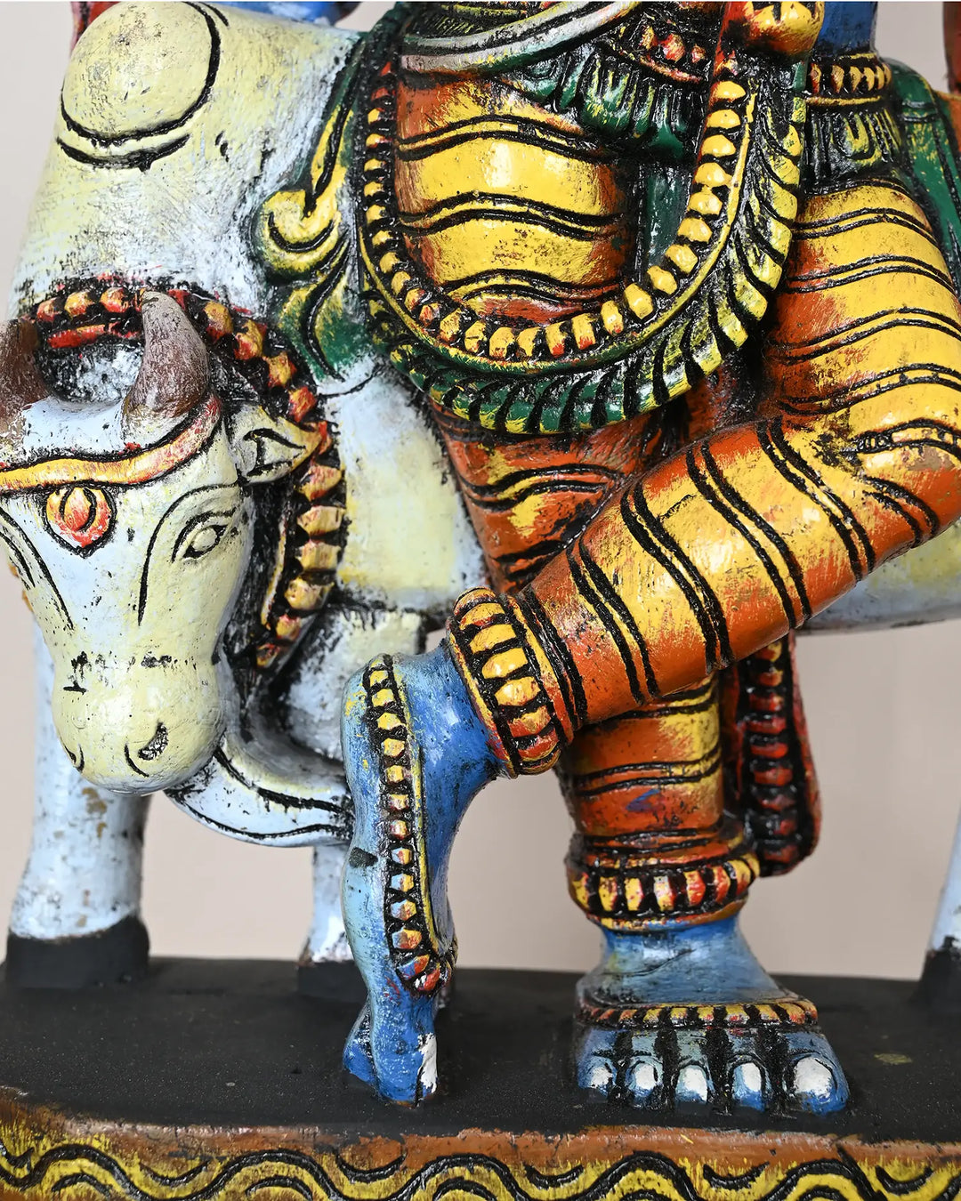 Colourful lord Krishna statue with cow 18"