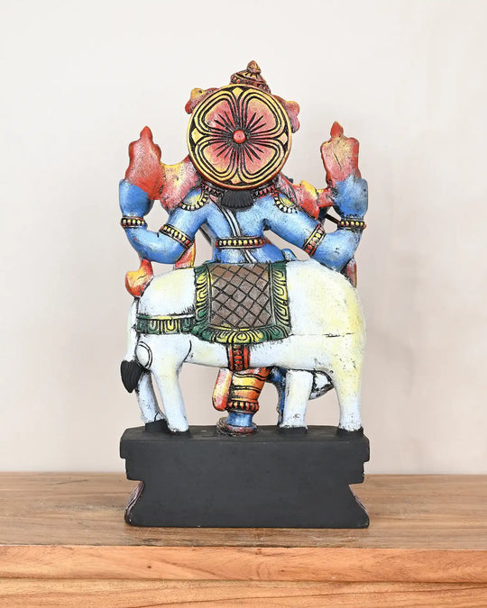 Colourful lord Krishna statue with cow 18"
