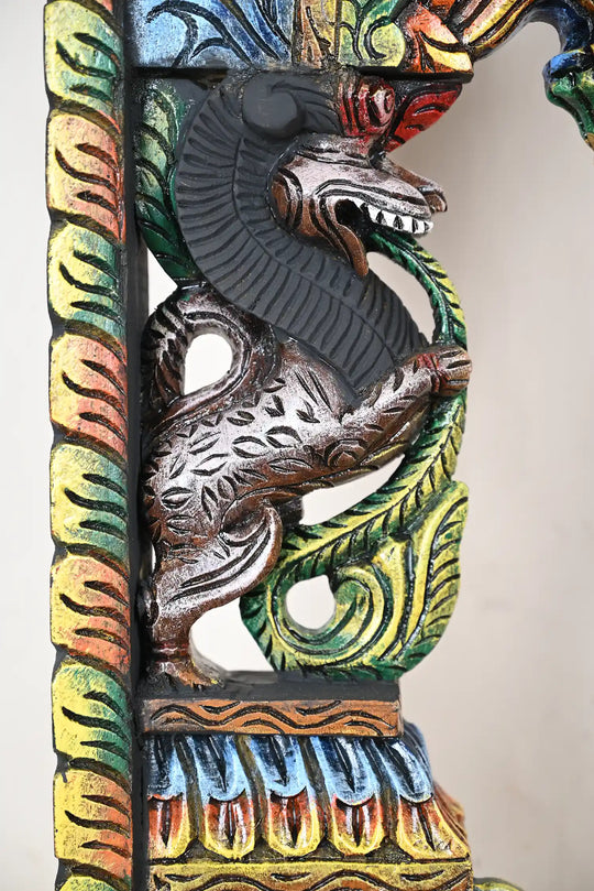 Pair of Colourful Wooden Yaali Brackets 20"