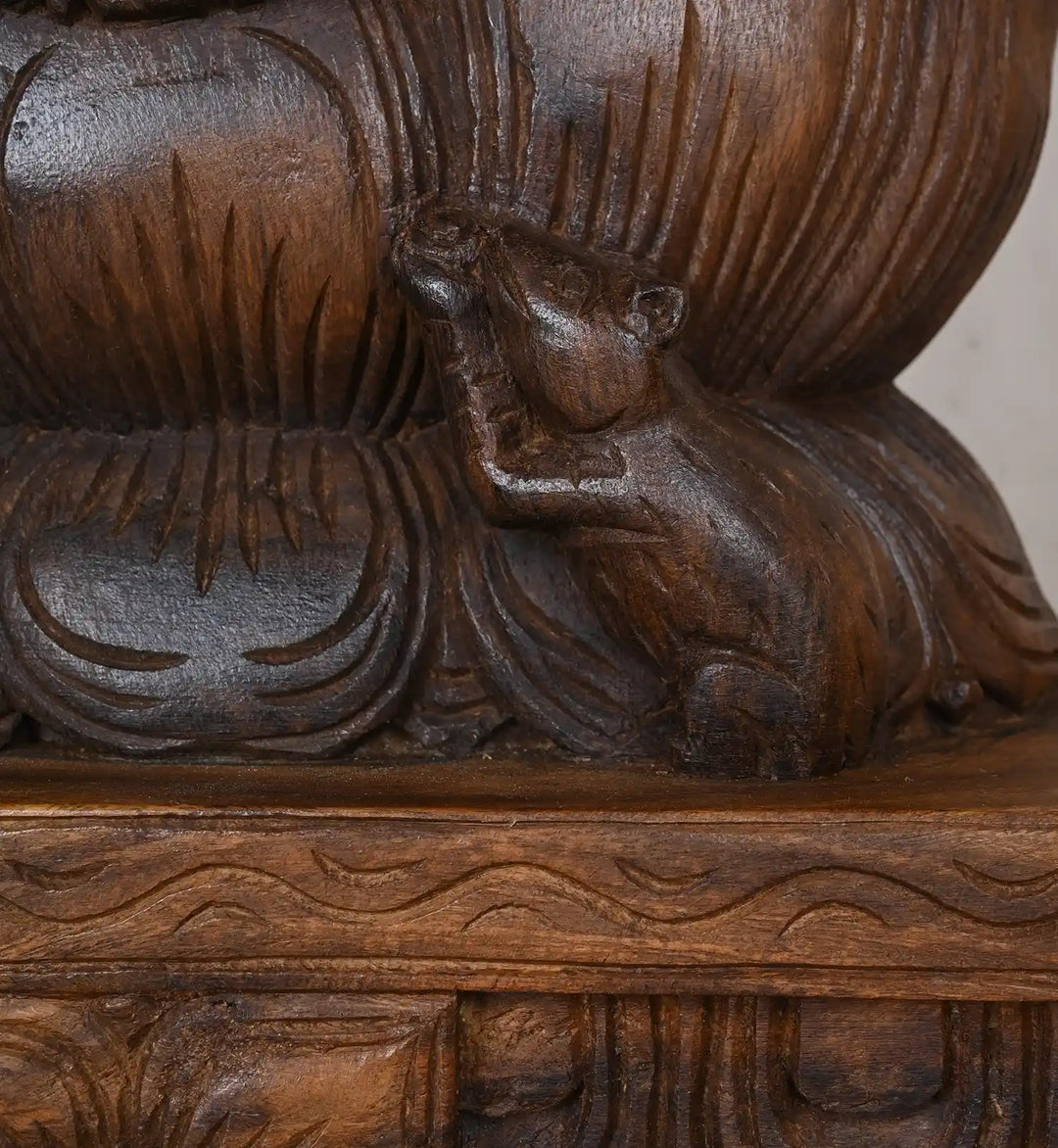 Exquisite Handcrafted Lord Ganesha Wooden Idol 31"