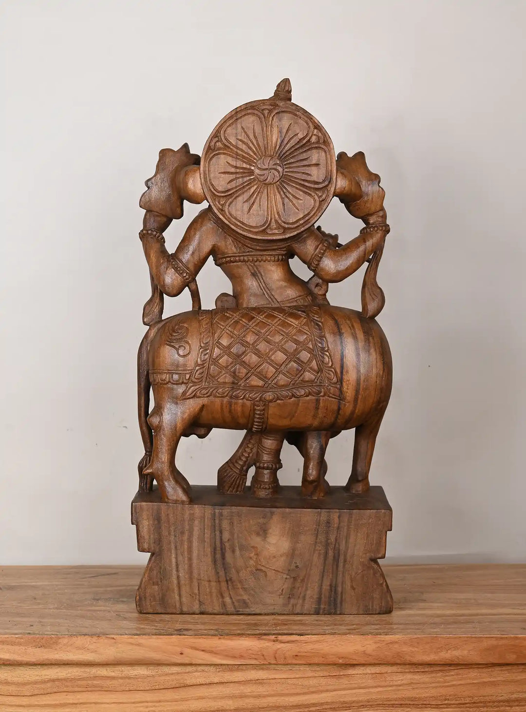 2ft wooden Lord krishna Idol with cow