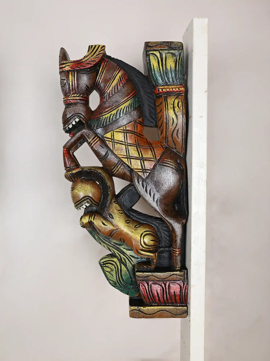 18" Wooden Pair of Horse Brackets with Yaali