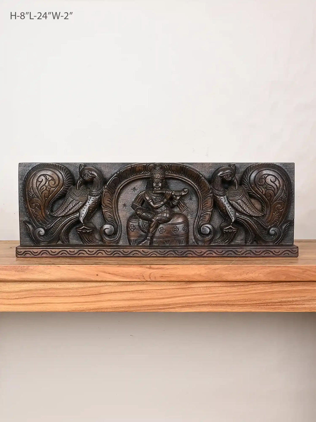 Wooden wall mount Lord Krishna