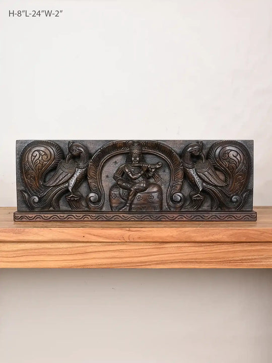 Wooden wall mount Lord Krishna