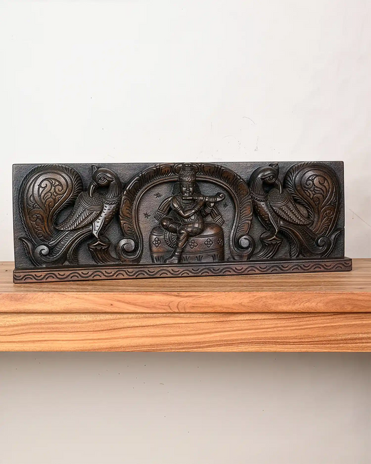 Wooden wall mount Lord Krishna