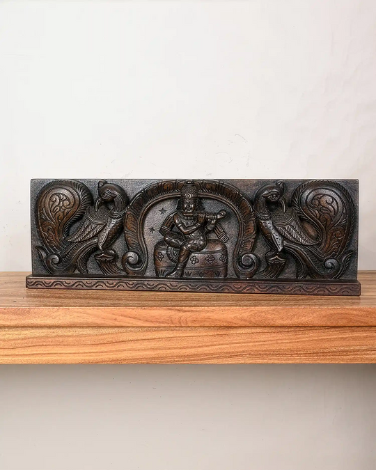 Wooden wall mount Lord Krishna