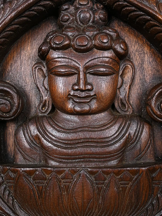 Wooden Buddha Wall Mount 12"