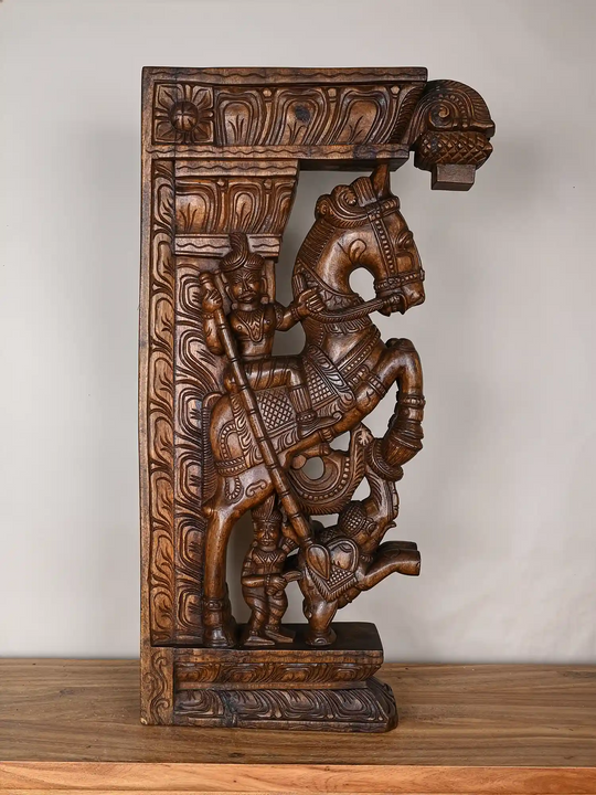 Majestic Wooden Horse Rider Wall Brackets 31"