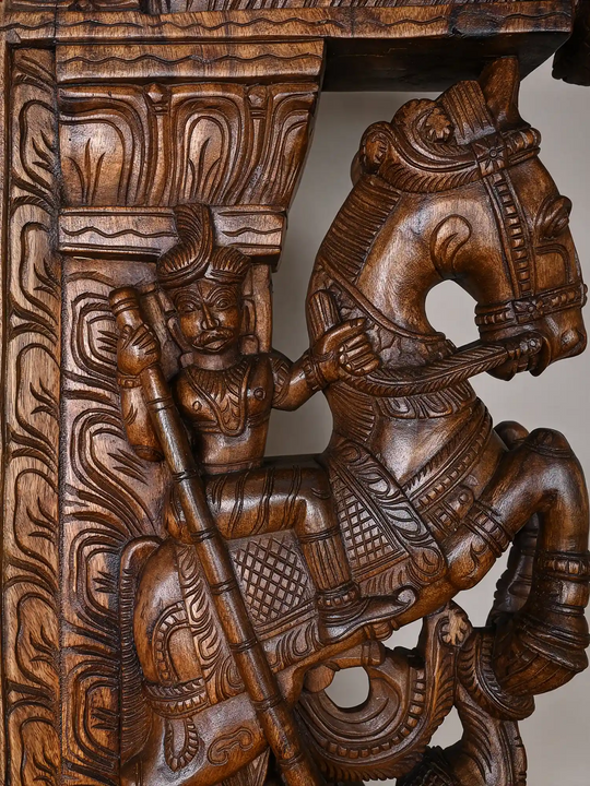 Majestic Wooden Horse Rider Wall Brackets 31"