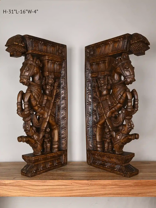 Majestic Wooden Horse Rider Wall Brackets