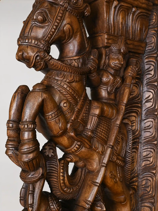 Majestic Wooden Horse Rider Wall Brackets 31"