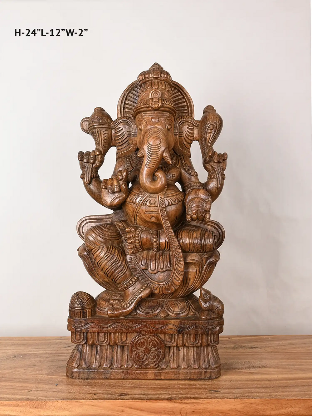 Wooden Ganapati Sculpture
