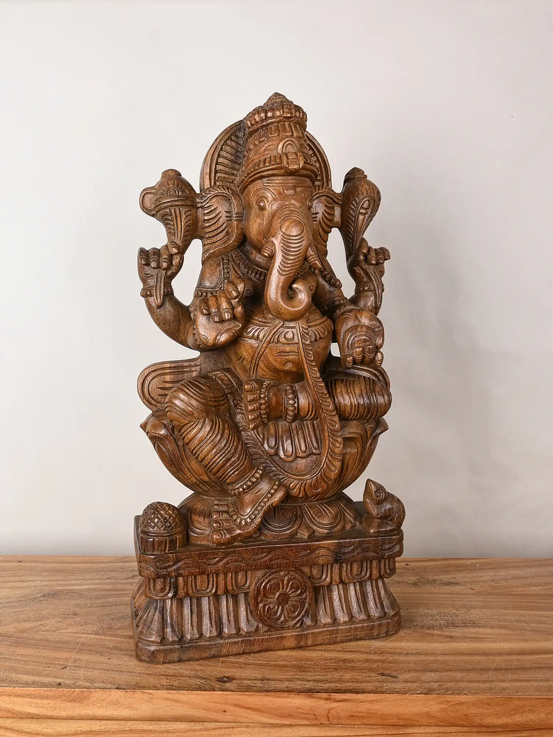 Wooden Ganapati Sculpture