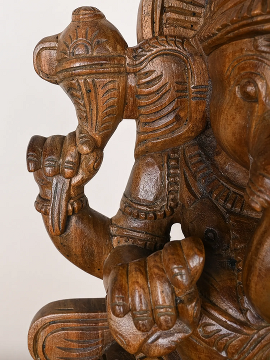 2ft Traditional Wooden Ganapati Sculpture