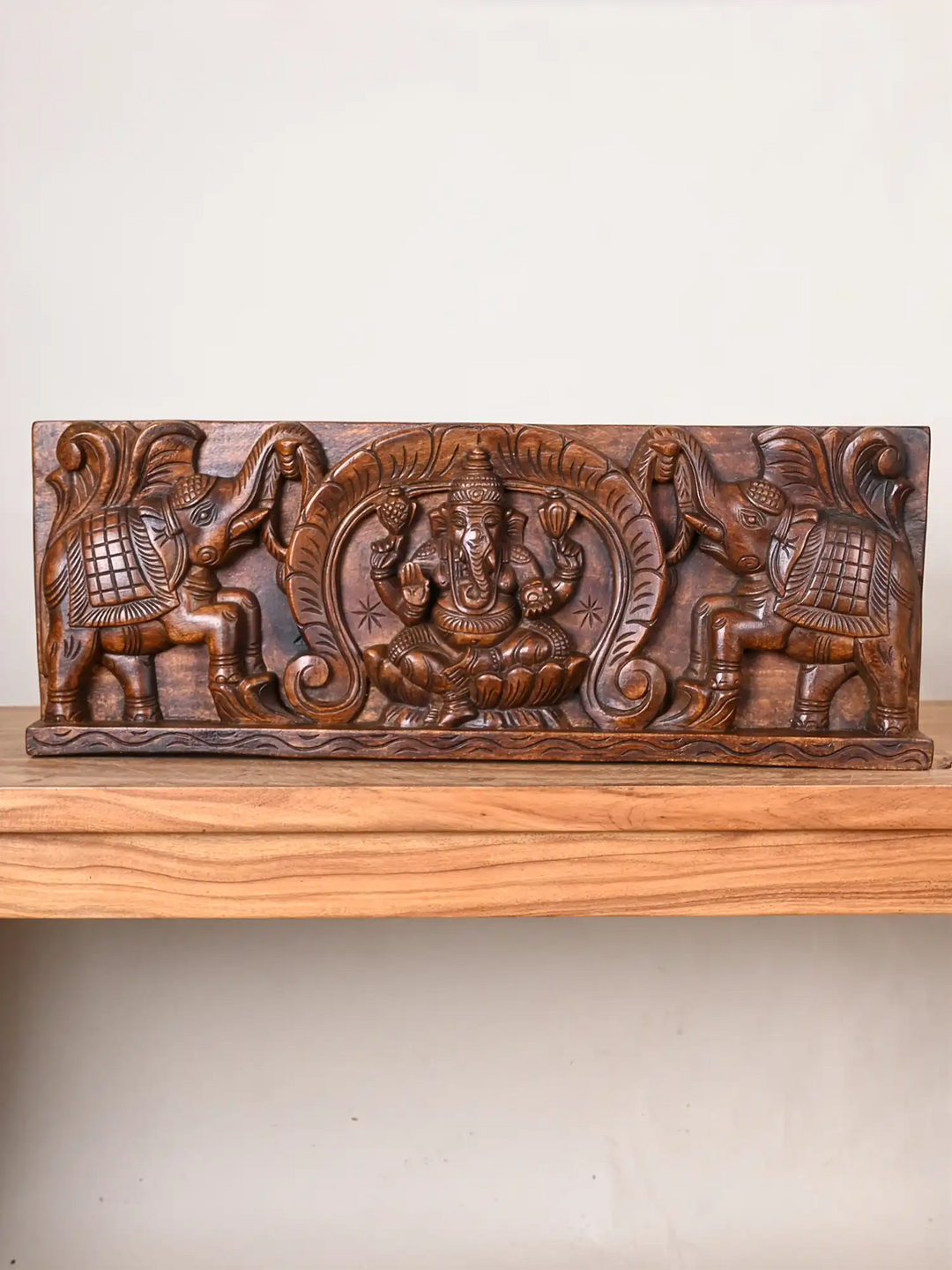 Lord Vinayaka With Elephants Wall Panel 10"