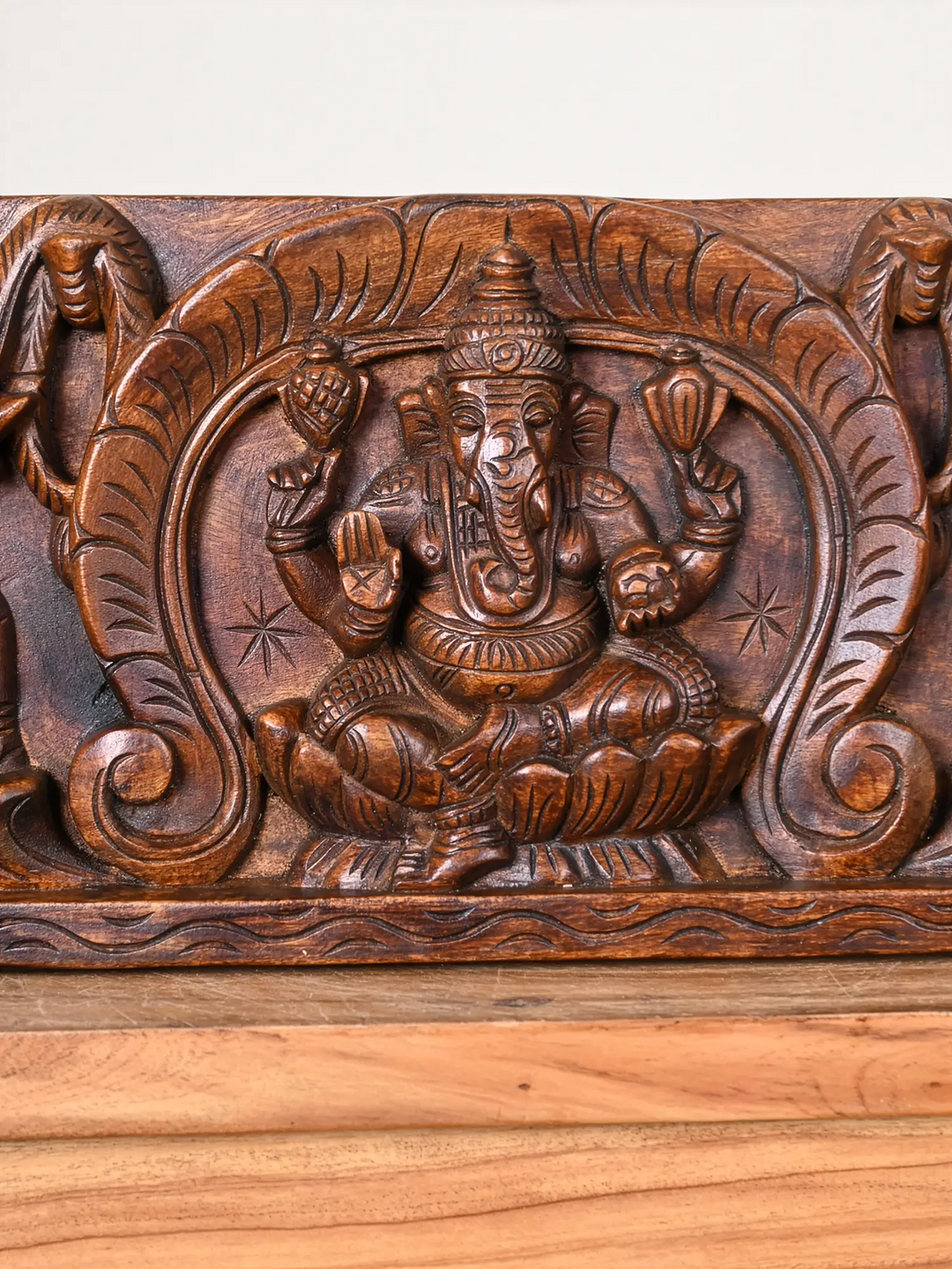 Lord Vinayaka With Elephants Wall Panel 10"