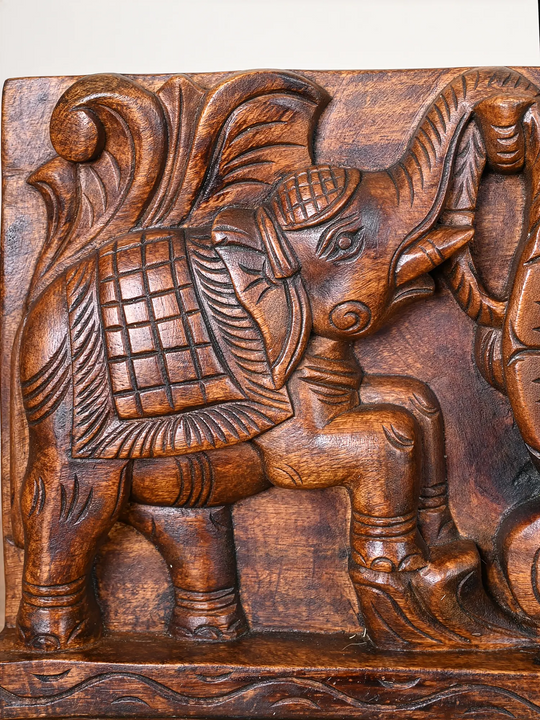 Lord Vinayaka With Elephants Wall Panel 10"