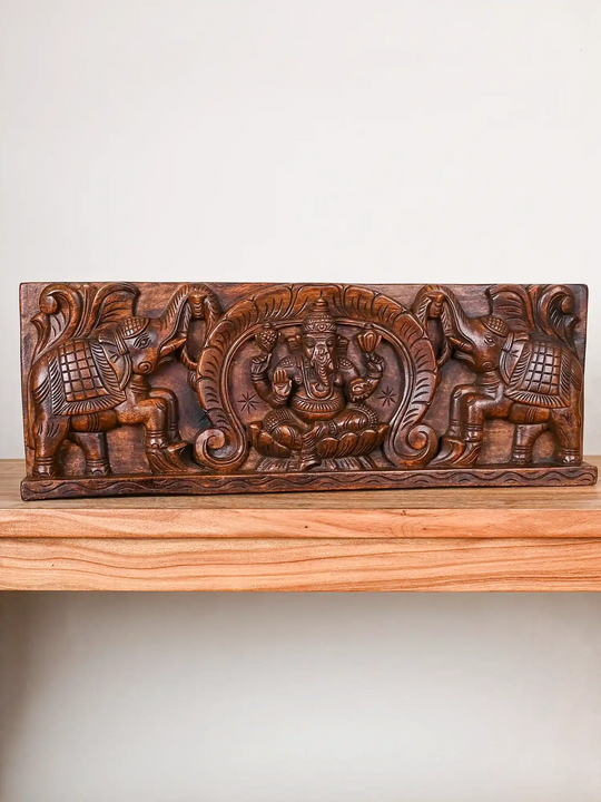 wooden gaja vinayaga panel