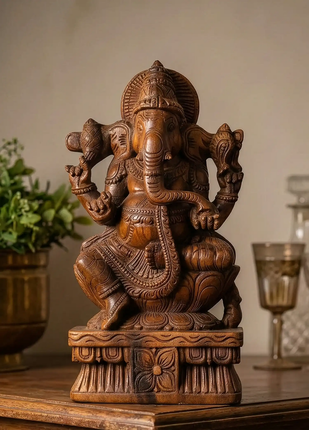 wooden ganesh statue
