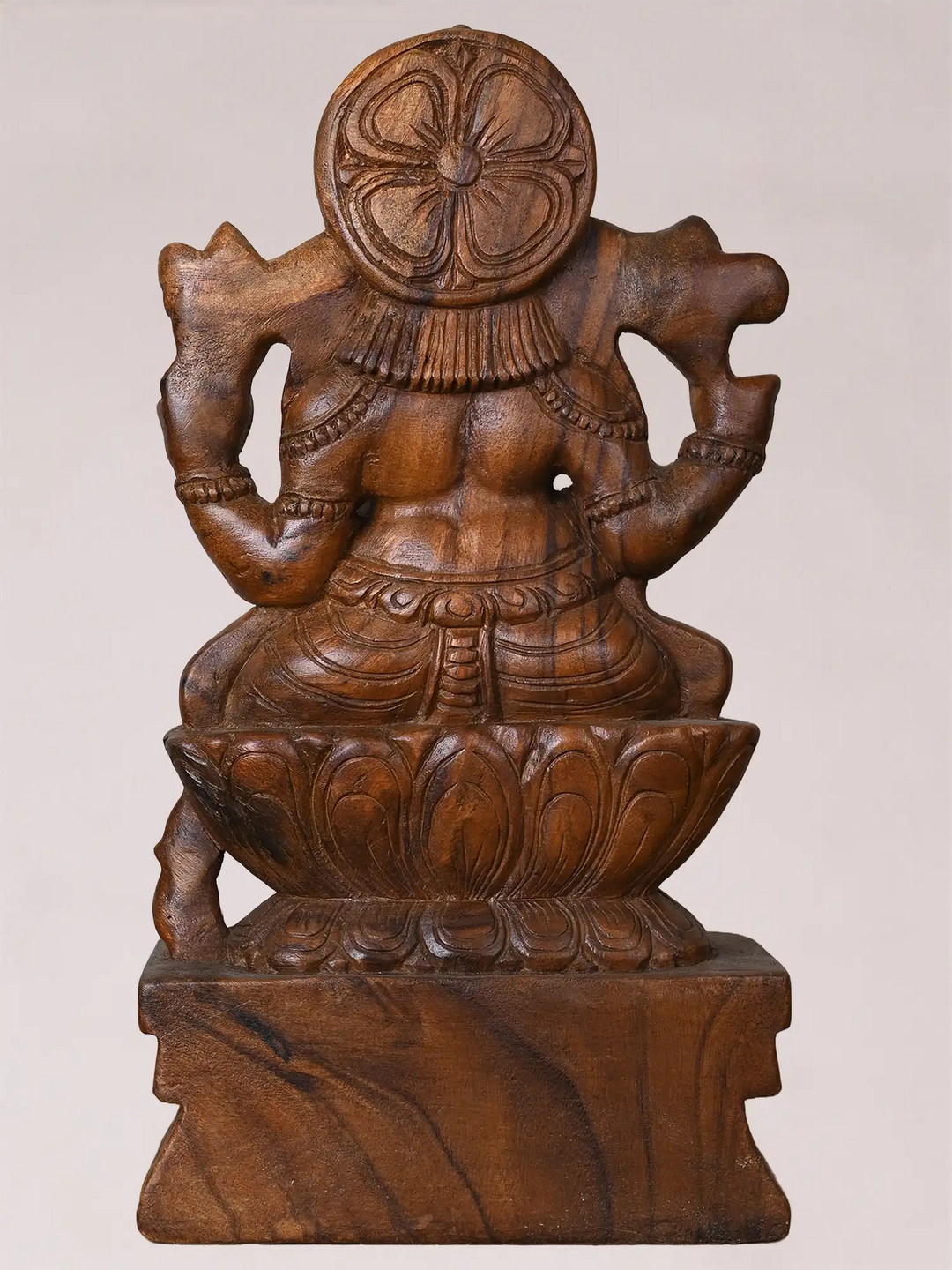 Wooden Hand-Carved Lord Ganesha Idol-God Statue for Home & Temple Décor