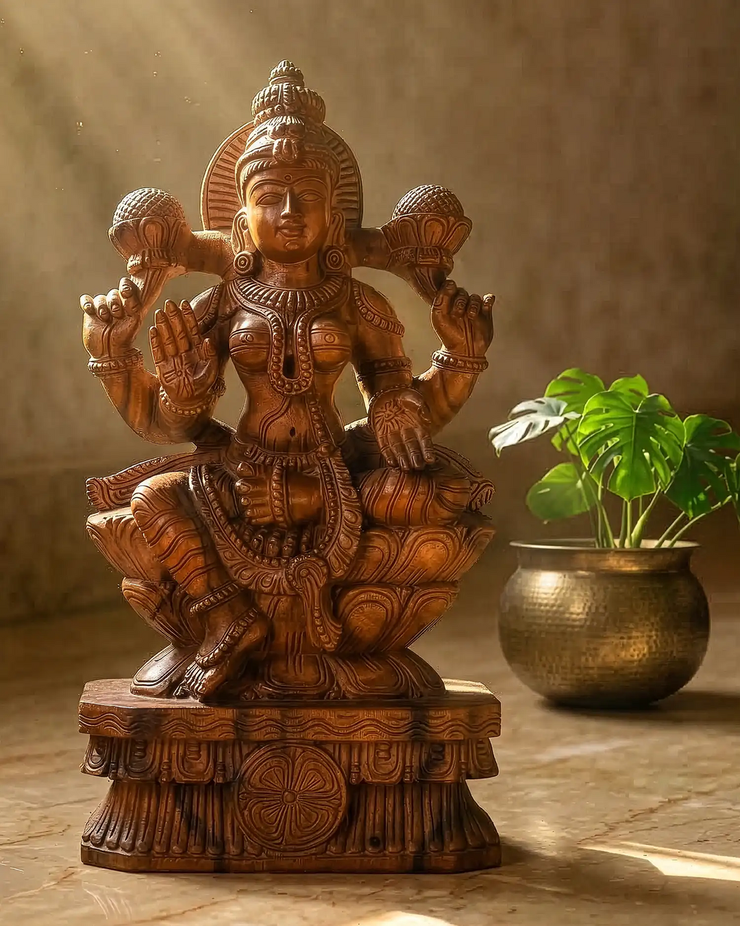 Wooden Statue Of Goddess Lakshmi Devi 24