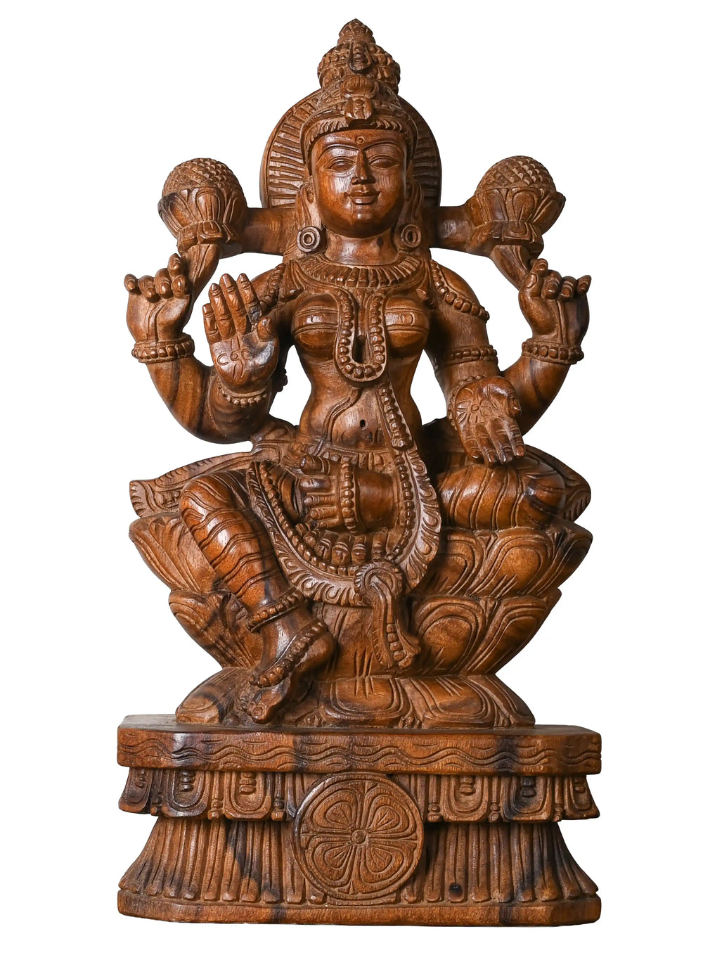 Wooden Statue Of Goddess Lakshmi Devi 24"