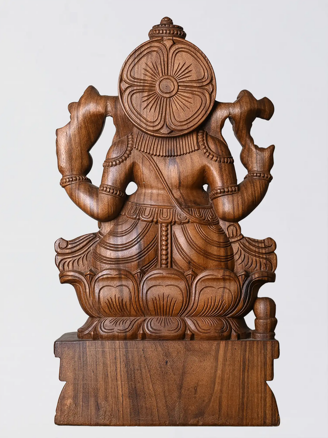 24 Inch Wooden Ganesh Statue for Home Decor & Pooja – Hand Carved Ganesha Idol