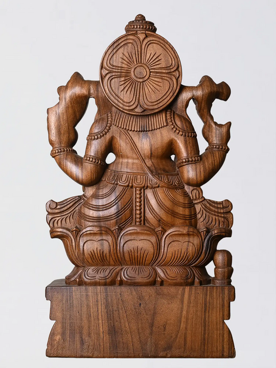 24 Inch Wooden Ganesh Statue for Home Decor & Pooja – Hand Carved Ganesha Idol