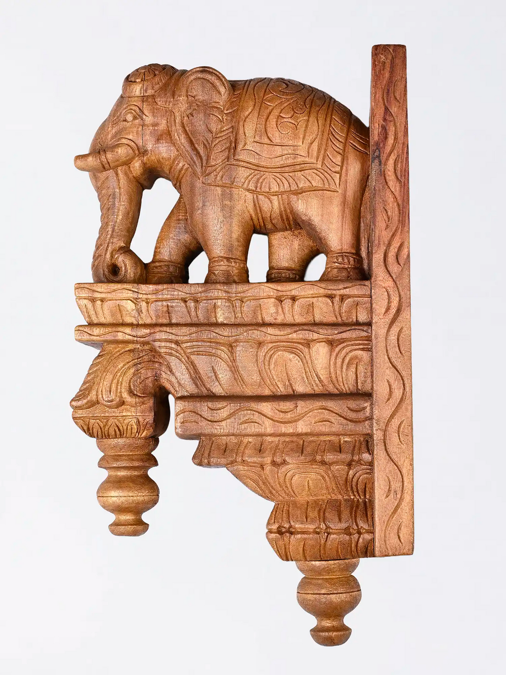 Handcrafted Wooden Elephant Wall Bracket Pair - online shop 17''