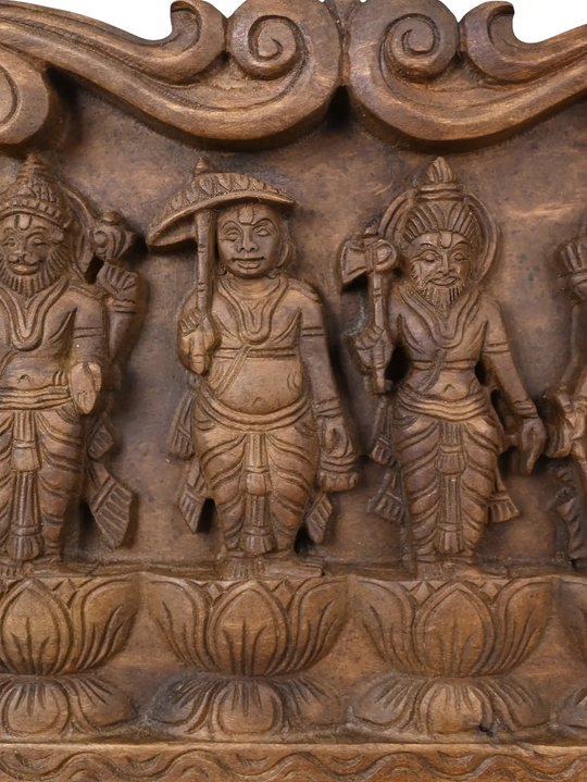 Lord Vishnu Dashavatara Wooden Wall Panel for Pooja Room 36"